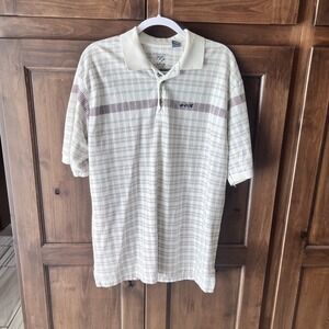 WRAGLER 20X-Mens White with Multi Colored Plaid Polo Shirt Size XL